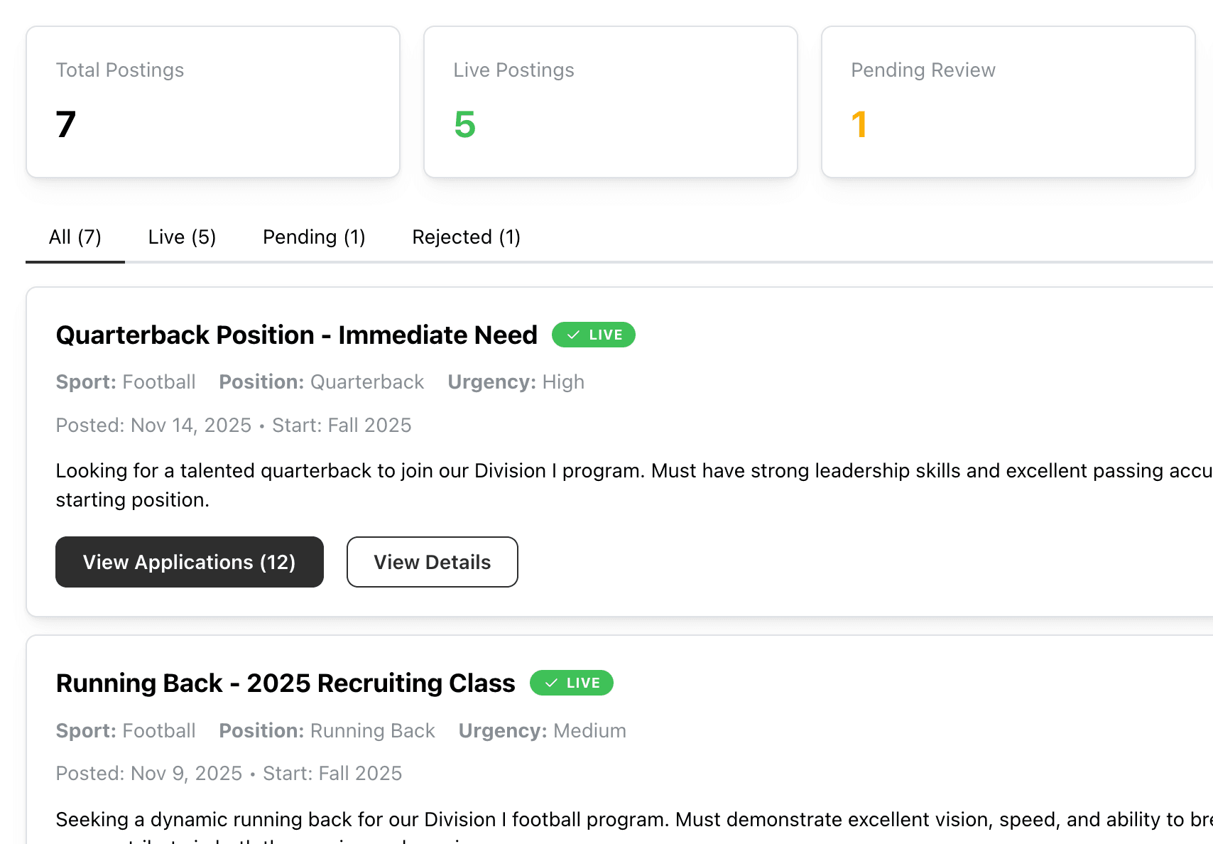 Coach posting opportunities page